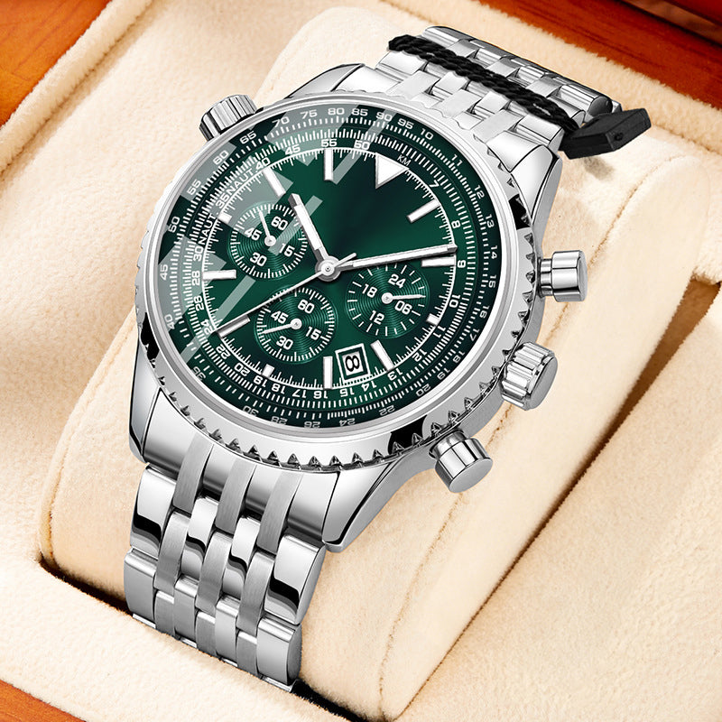 📢📢50 % DE RÉDUCTION !! ⏰ Montre d'affaires classique multifonction pour homme – Acier inoxydable, chronographe et étanche jusqu'à 30 mètres