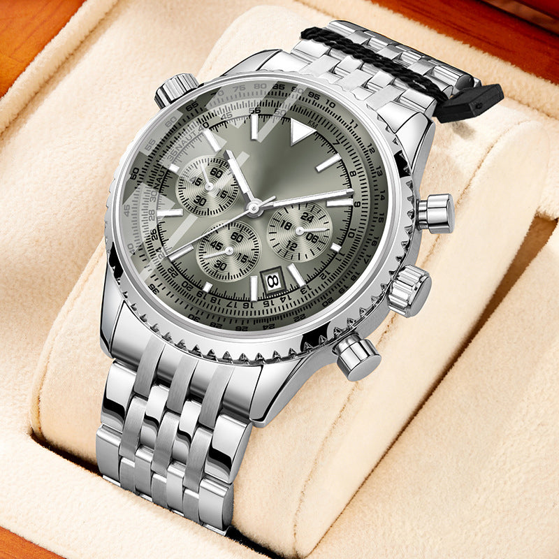📢📢50 % DE RÉDUCTION !! ⏰ Montre d'affaires classique multifonction pour homme – Acier inoxydable, chronographe et étanche jusqu'à 30 mètres