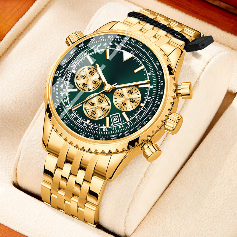 📢📢50 % DE RÉDUCTION !! ⏰ Montre d'affaires classique multifonction pour homme – Acier inoxydable, chronographe et étanche jusqu'à 30 mètres