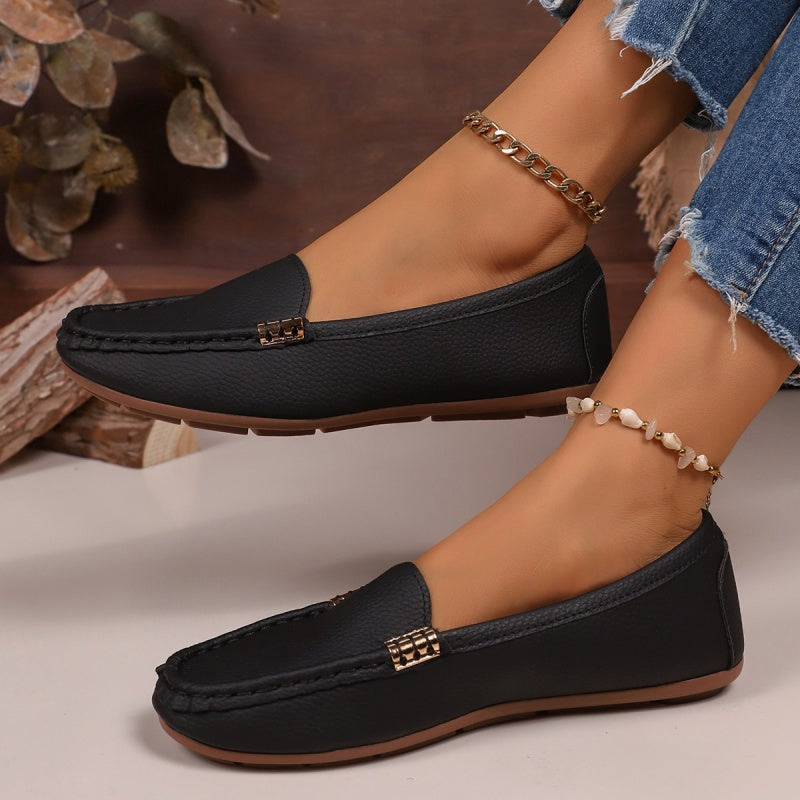 Mocassins plats en similicuir pour femme