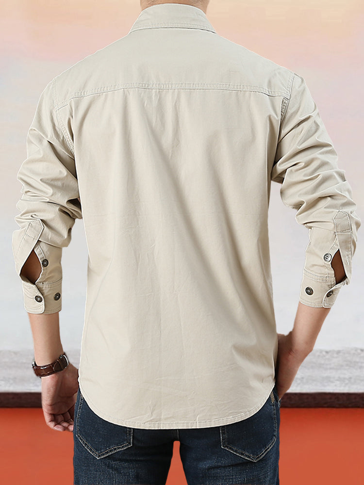 👔 50% DE RÉDUCTION ! ✨🏔️Chemise de Travail en Coton 100% pour Homme – Coutures Doubles, Évacuation d'Humidité 🍂