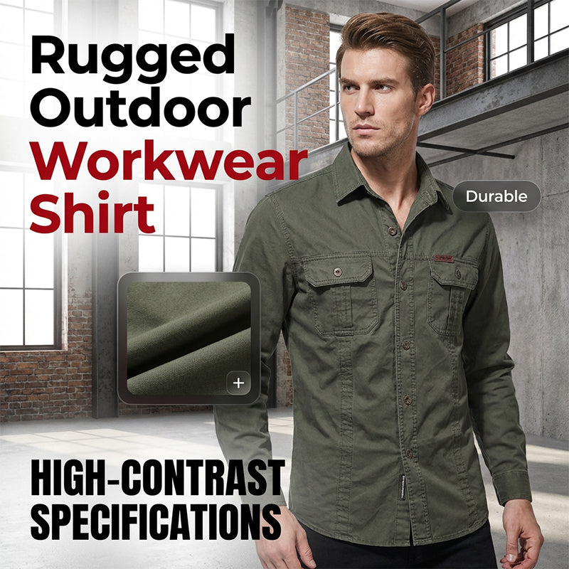 Chemise de travail en coton à manches longues pour homme