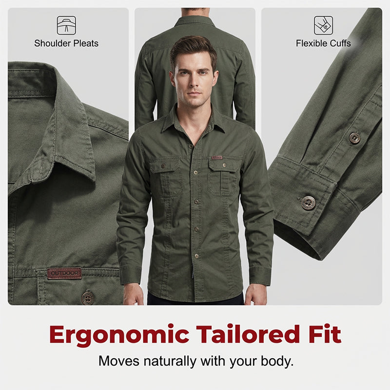 Chemise de travail en coton à manches longues pour homme