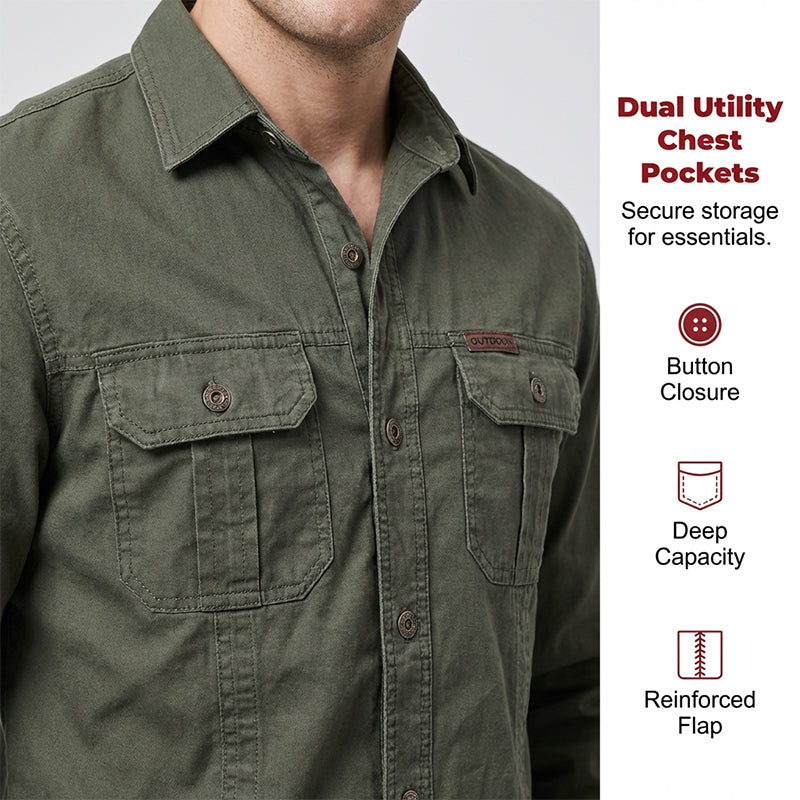 Chemise de travail en coton à manches longues pour homme
