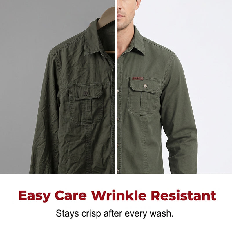 Chemise de travail en coton à manches longues pour homme