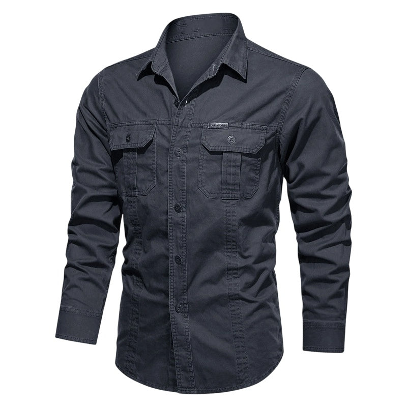 Chemise de travail en coton à manches longues pour homme