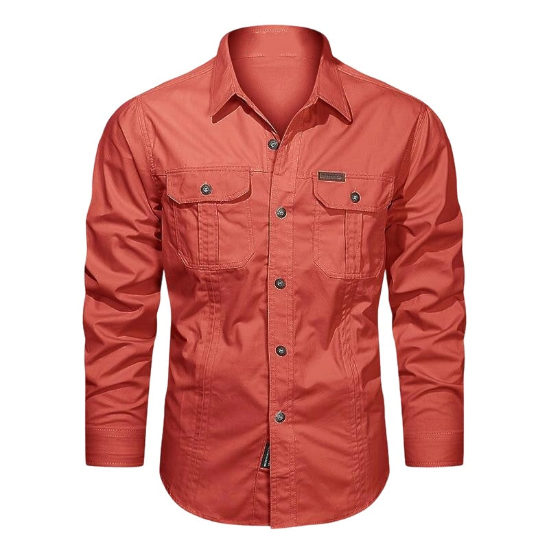 Chemise de travail en coton à manches longues pour homme