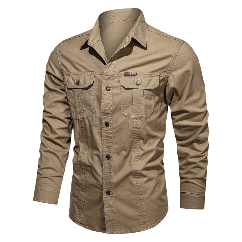 Chemise de travail en coton à manches longues pour homme