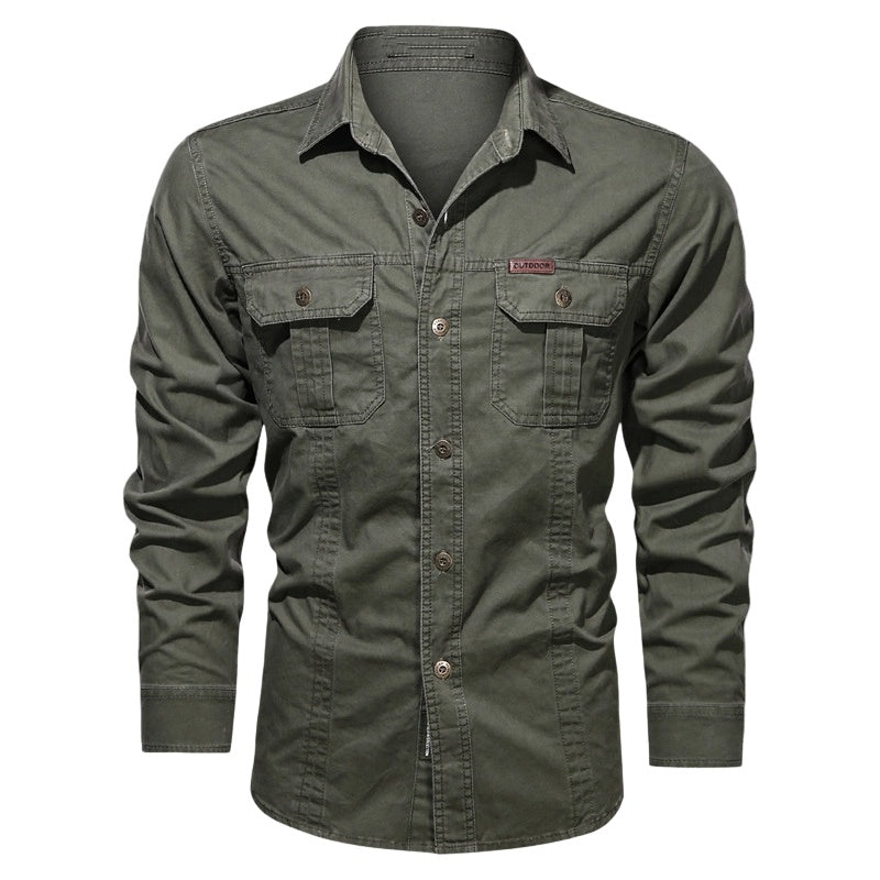 Chemise de travail en coton à manches longues pour homme