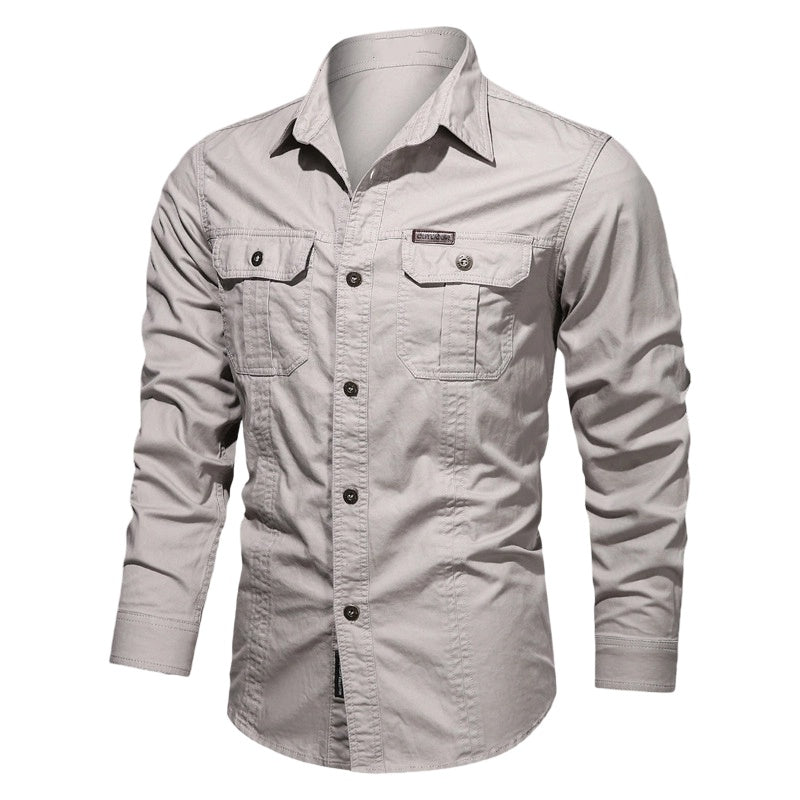 Chemise de travail en coton à manches longues pour homme