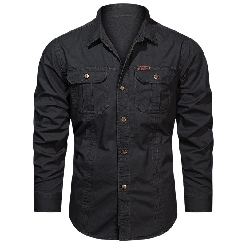 Chemise de travail en coton à manches longues pour homme