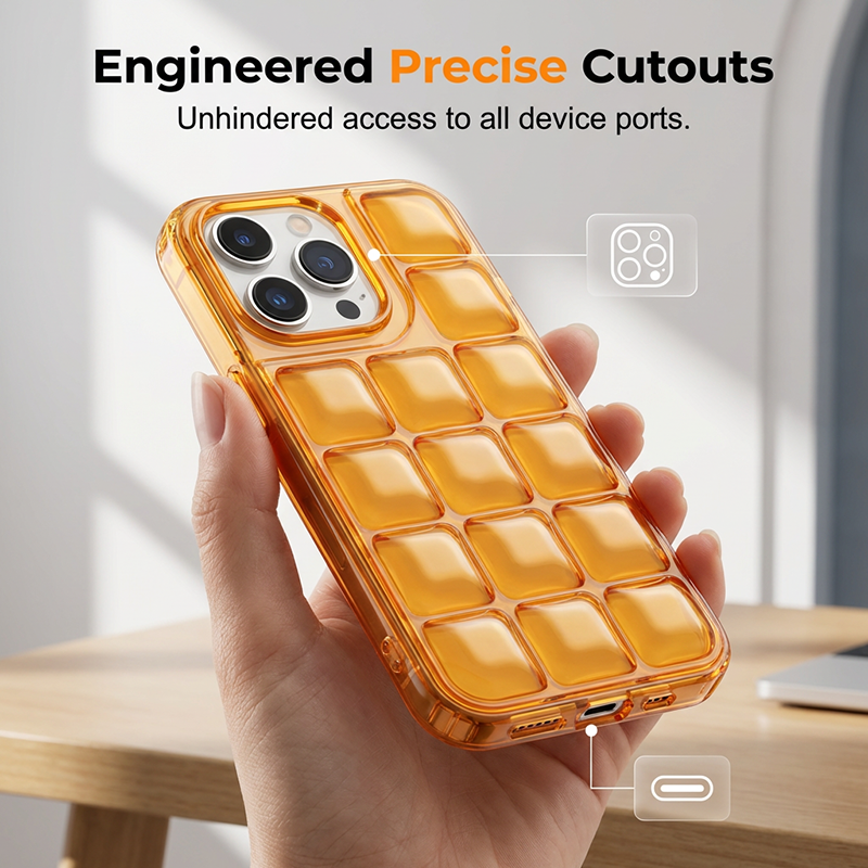 🔥Étui de téléphone élégant transparent à motif quadrillé en relief✈️