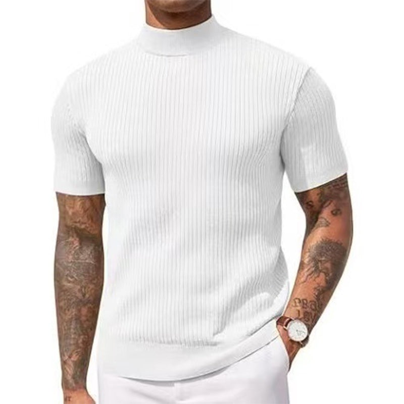 👔 DU CASUAL AU CHIC | T-shirt Côtelé à Col Montant -50 %