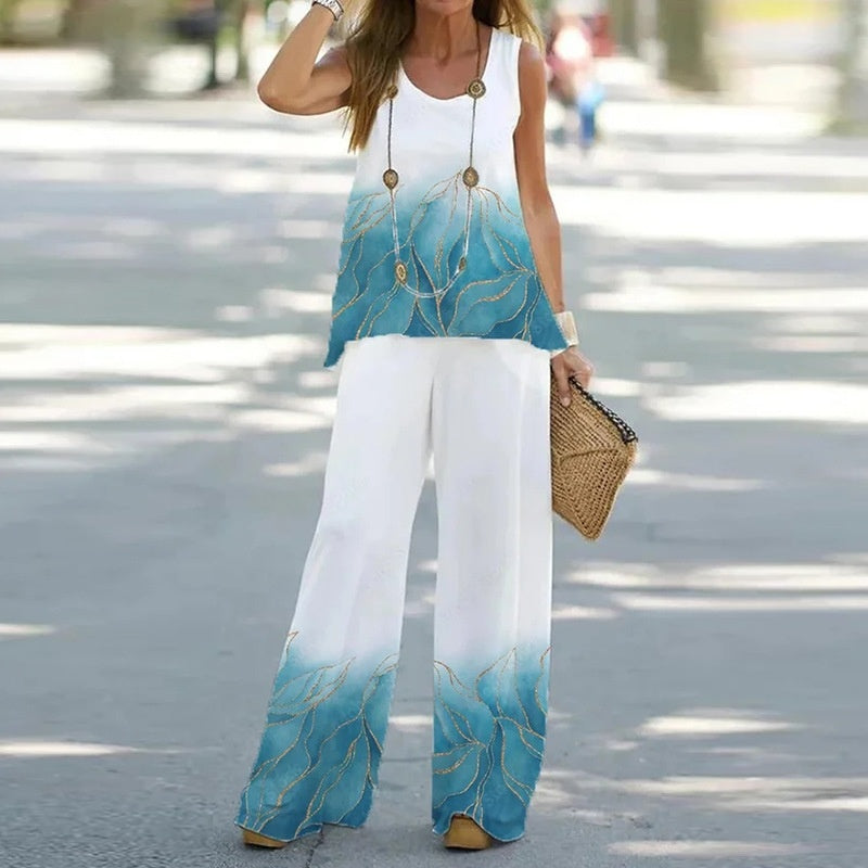 Ensemble débardeur et pantalon large pour femme