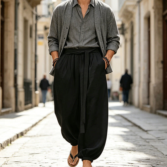 👖 PROMO LIMITÉE 50% DE RÉDUCTION ! ✨ Pantalon Harem Homme – Détendu, Chevilles Élastiques, Coton ✨