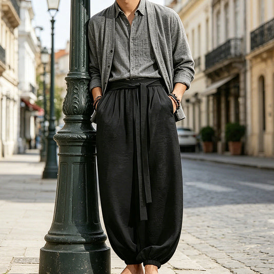 👖 PROMO LIMITÉE 50% DE RÉDUCTION ! ✨ Pantalon Harem Homme – Détendu, Chevilles Élastiques, Coton ✨