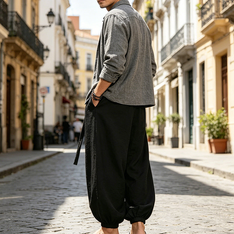 👖 PROMO LIMITÉE 50% DE RÉDUCTION ! ✨ Pantalon Harem Homme – Détendu, Chevilles Élastiques, Coton ✨