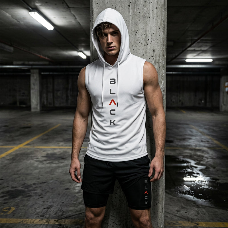 📢📢30 % DE RÉDUCTION !! ⏰Ensemble sport pour homme : sweat à capuche sans manches et short