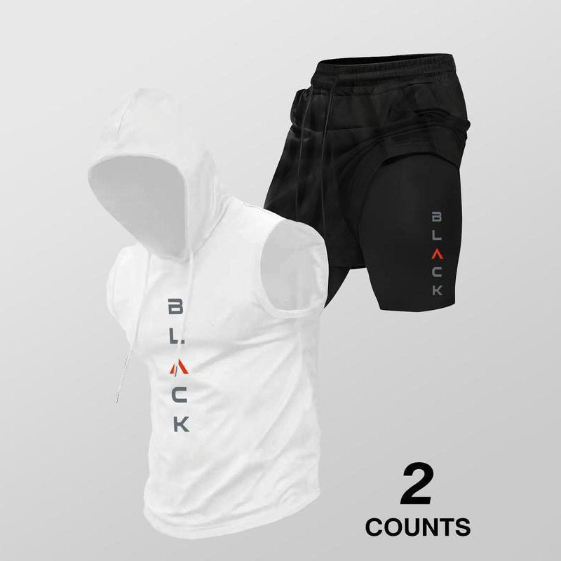 📢📢30 % DE RÉDUCTION !! ⏰Ensemble sport pour homme : sweat à capuche sans manches et short