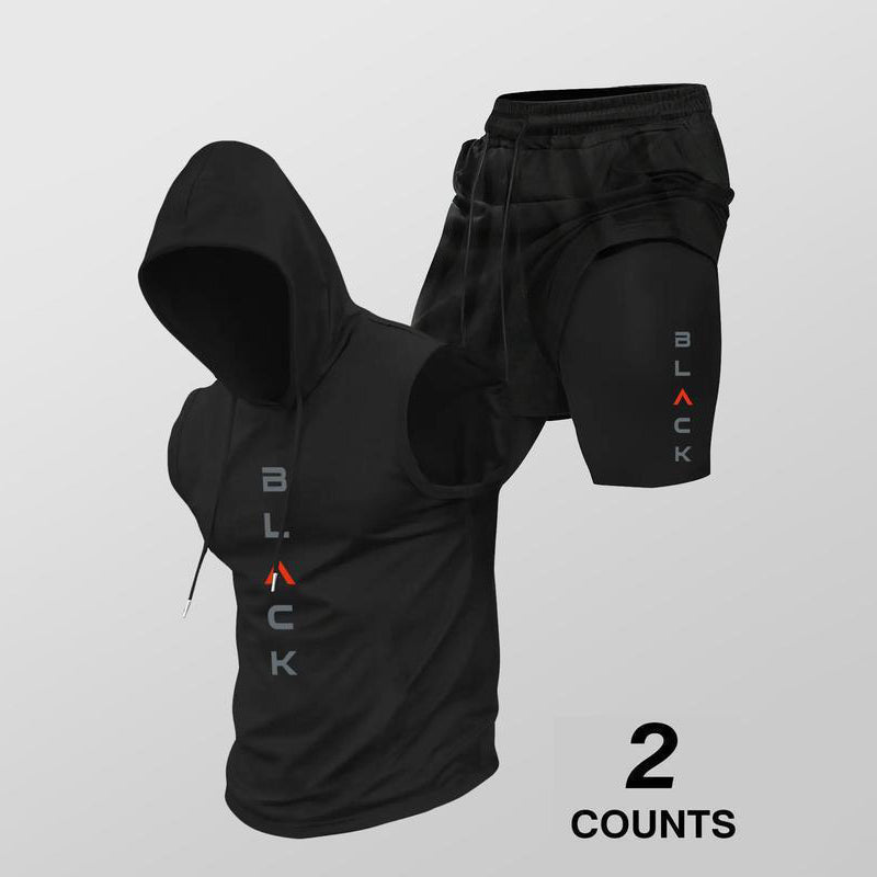 📢📢30 % DE RÉDUCTION !! ⏰Ensemble sport pour homme : sweat à capuche sans manches et short