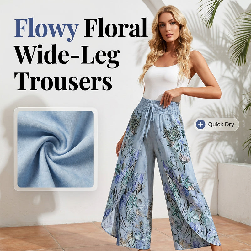 Pantalon large à imprimé et cordon de serrage pour femme