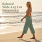 Pantalon court plissé en coton et lin unie pour femme