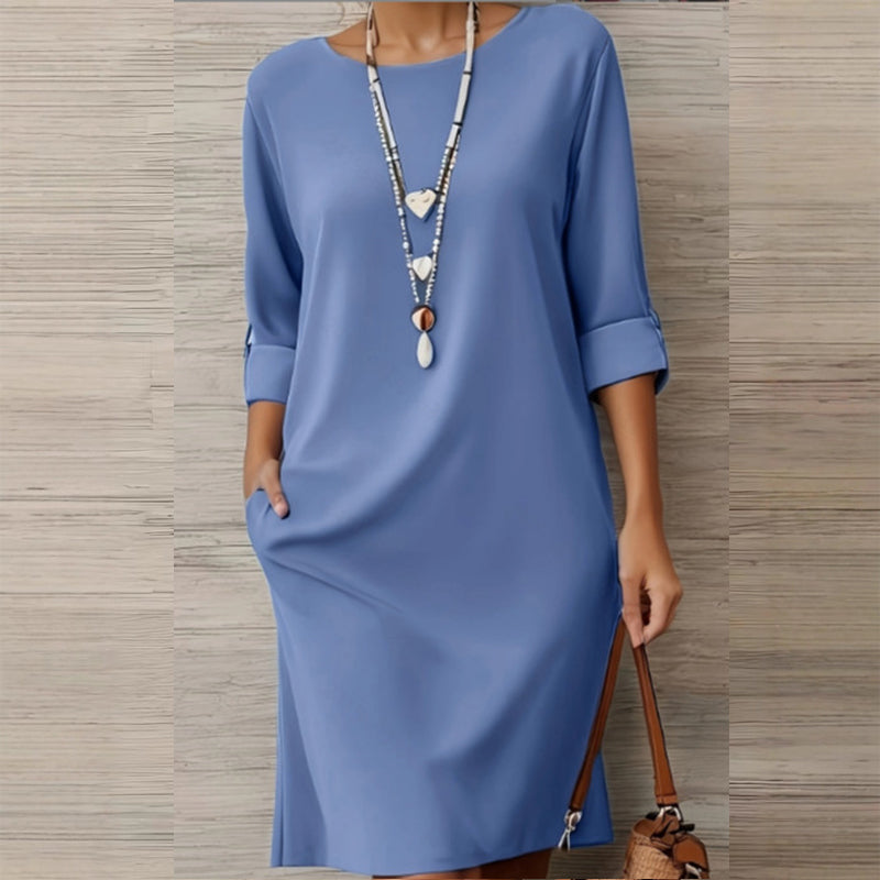 Robe minimaliste à manches trois-quarts avec poches