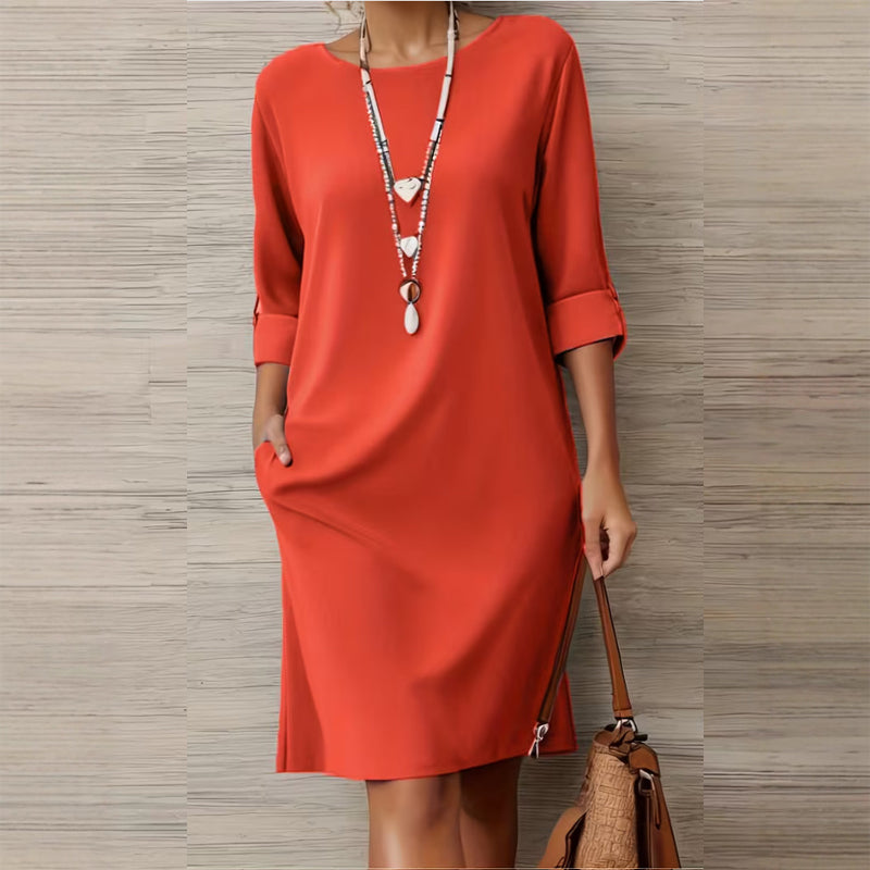 Robe minimaliste à manches trois-quarts avec poches