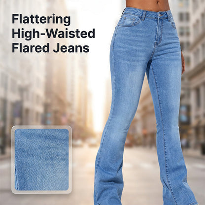Jean évasé extensible à taille haute pour femme