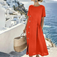 Robe midi femme décontractée à boutons irréguliers