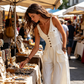 🌼Combinaison élégante à col en V et poches pour femme ✅ Fermeture à boutons sur le devant et coupe à jambes larges | Un look estival et léger ☀️
