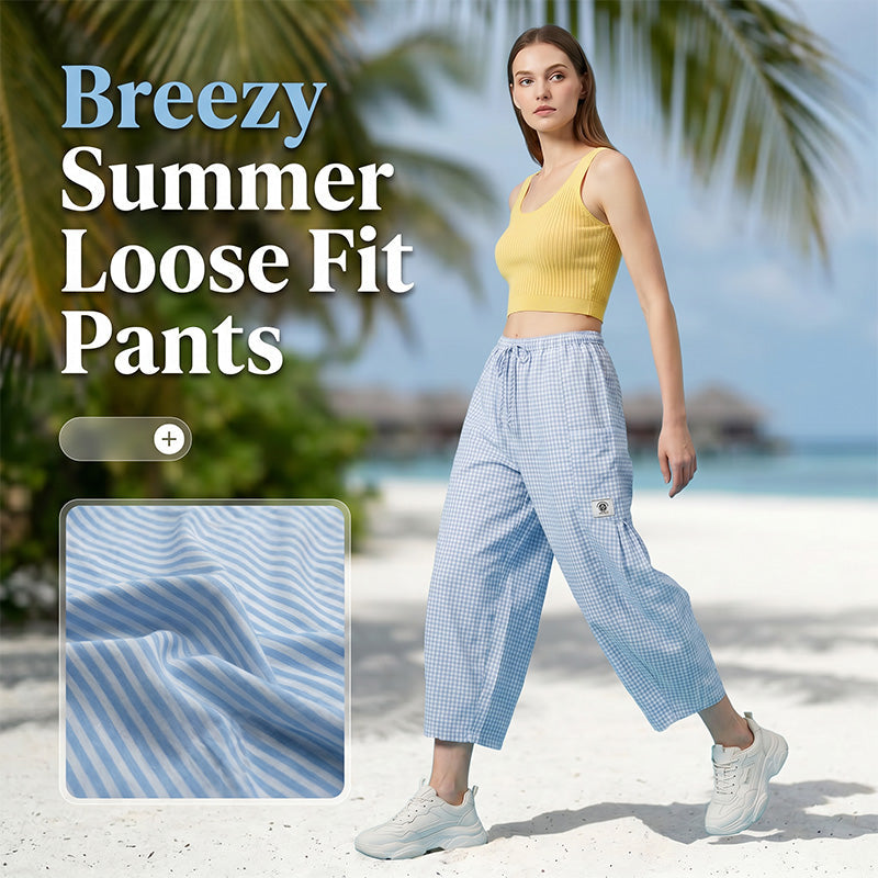 Pantalon Vichy Femme Coupe Large pour l'Été