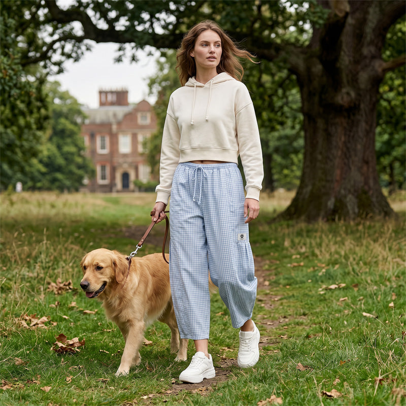 Pantalon Vichy Femme Coupe Large pour l'Été