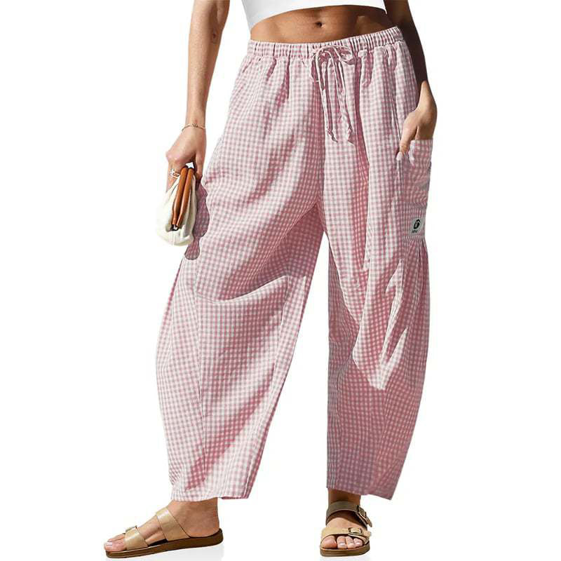 Pantalon Vichy Femme Coupe Large pour l'Été