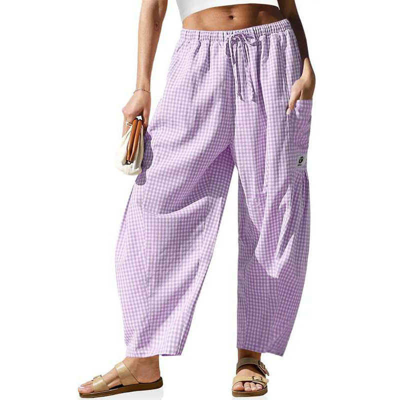 Pantalon Vichy Femme Coupe Large pour l'Été