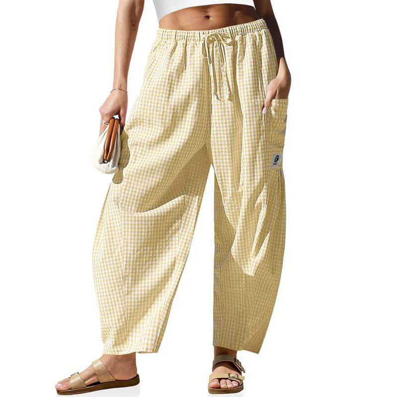 Pantalon Vichy Femme Coupe Large pour l'Été