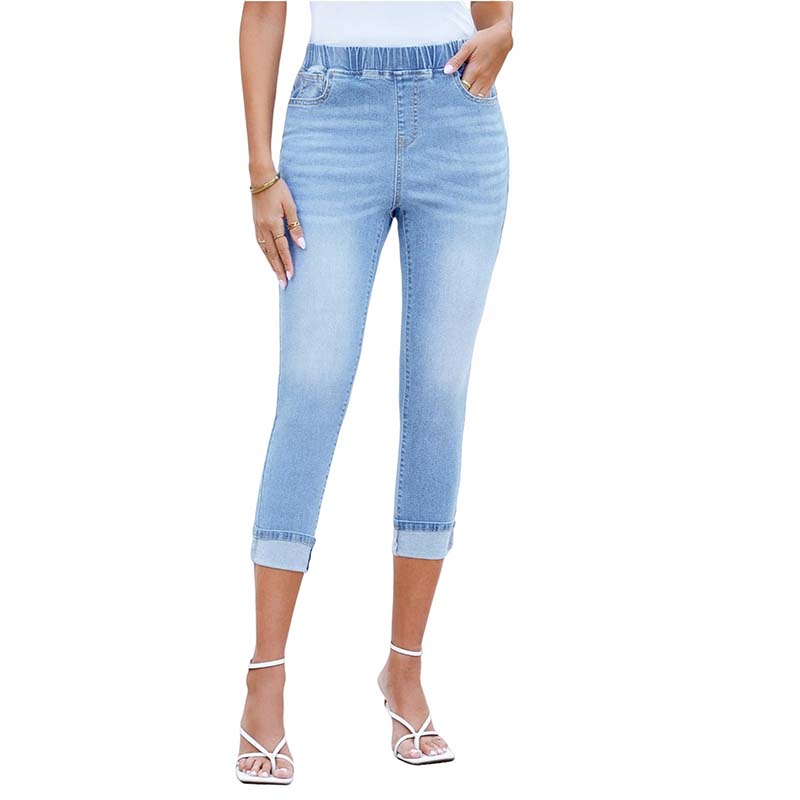 🥳SOLDES 2026🥳🔥Plus de 50 000 exemplaires vendus !💙 50 % DE RÉDUCTION ! Pantalon capri en denim extensible pour femme, à enfiler – Sans boutons, taille élastiquée, respirant et confortable, 5 poches, idéal pour tous les jours !