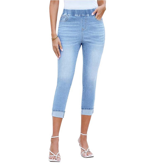 🥳SOLDES 2026🥳🔥Plus de 50 000 exemplaires vendus !💙 50 % DE RÉDUCTION ! Pantalon capri en denim extensible pour femme, à enfiler – Sans boutons, taille élastiquée, respirant et confortable, 5 poches, idéal pour tous les jours !