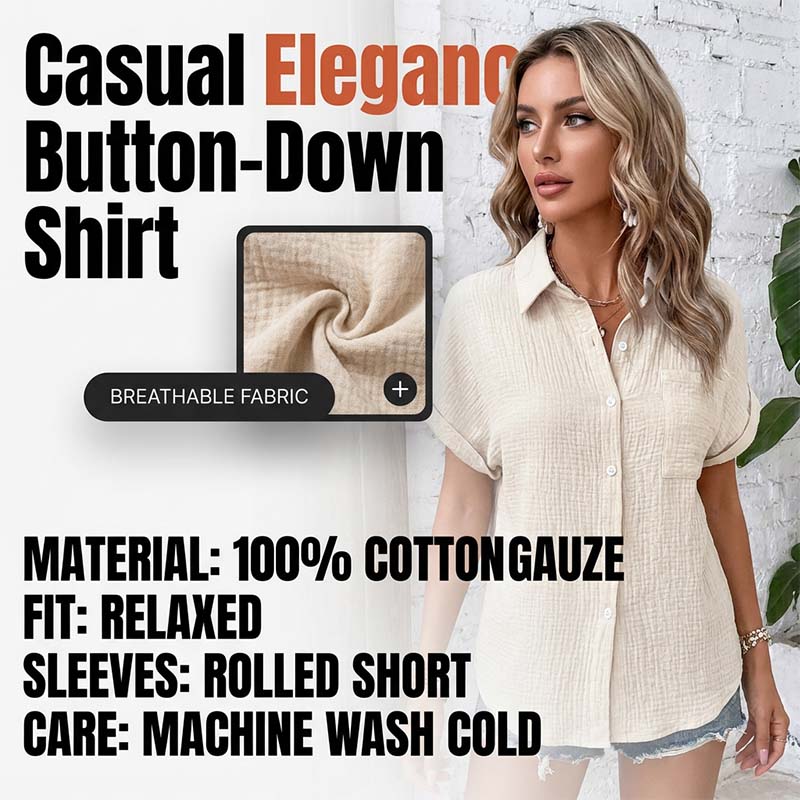 Chemise décontractée à manches courtes et boutons pour femme