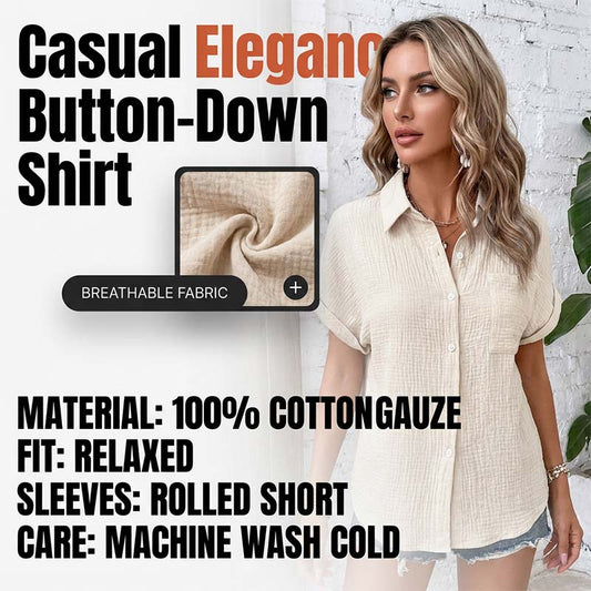 Chemise décontractée à manches courtes et boutons pour femme