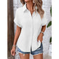 Chemise décontractée à manches courtes et boutons pour femme
