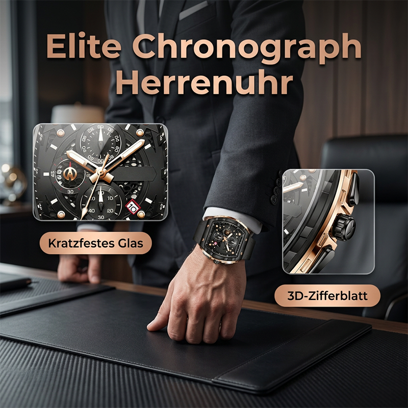 ⌚ 50 % DE RÉDUCTION ! 🏁 Chronographe pour homme avec bracelet en silicone – fonction chronomètre, étanche et design sportif et élégant – idéal pour le quotidien actif ou les occasions spéciales 💪