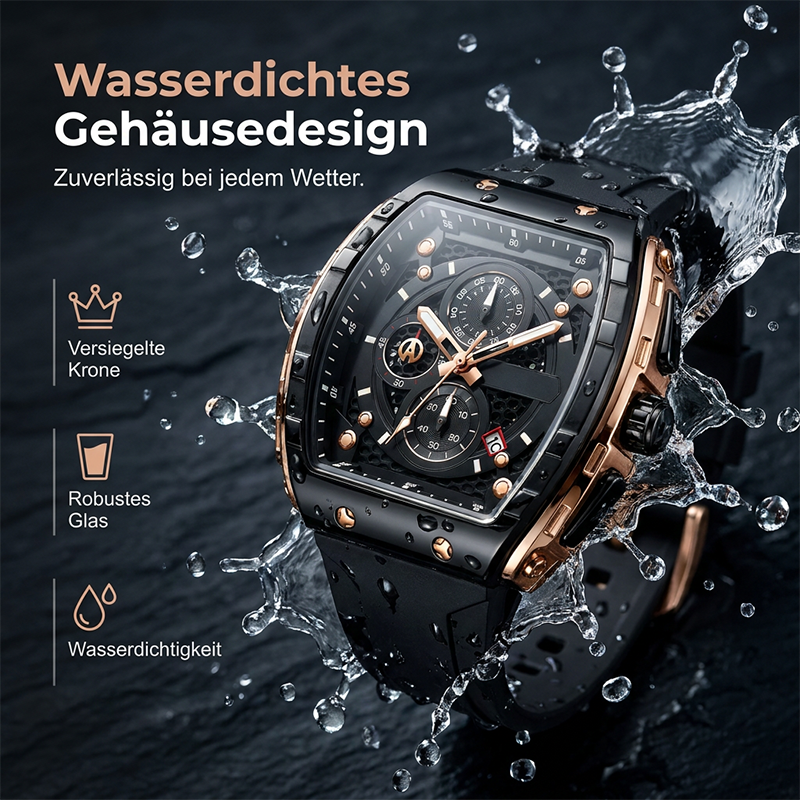 ⌚ 50 % DE RÉDUCTION ! 🏁 Chronographe pour homme avec bracelet en silicone – fonction chronomètre, étanche et design sportif et élégant – idéal pour le quotidien actif ou les occasions spéciales 💪