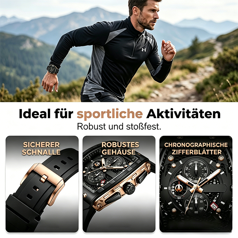 ⌚ 50 % DE RÉDUCTION ! 🏁 Chronographe pour homme avec bracelet en silicone – fonction chronomètre, étanche et design sportif et élégant – idéal pour le quotidien actif ou les occasions spéciales 💪