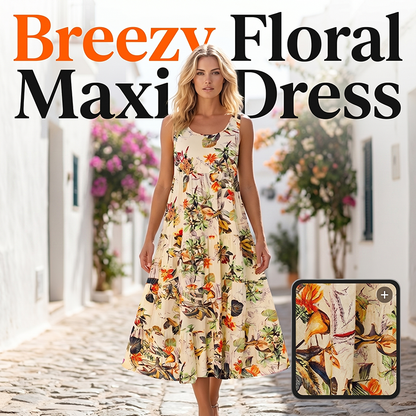 Robe longue sans manches à motifs floraux