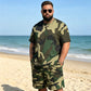 👕 50% DE RÉDUCTION ! 🌿 Ensemble T-shirt & Short imprimé camouflage pour hommes – Tissu en coton mélangé, coupe confortable et parfait pour l’extérieur, le sport ou les journées d’été décontractées 🩳
