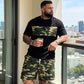 👕 50% DE RÉDUCTION ! 🌿 Ensemble T-shirt & Short imprimé camouflage pour hommes – Tissu en coton mélangé, coupe confortable et parfait pour l’extérieur, le sport ou les journées d’été décontractées 🩳
