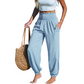 Pantalon sarouel smocké taille haute pour femme 🌞Un look estival décontracté et tout en confort✨