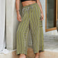 Pantalon large à rayures avec cordon de serrage pour femme