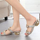 📢📢 Dernier jour – 50 % de réduction !! ⏰ Sandales femmes tendance – Talon plat, strass et ornements métalliques 👡 Pour l'été et le quotidien